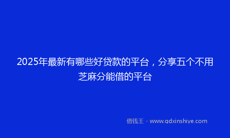2025年最新有哪些好贷款的平台，分享五个不用芝麻分能借的平台