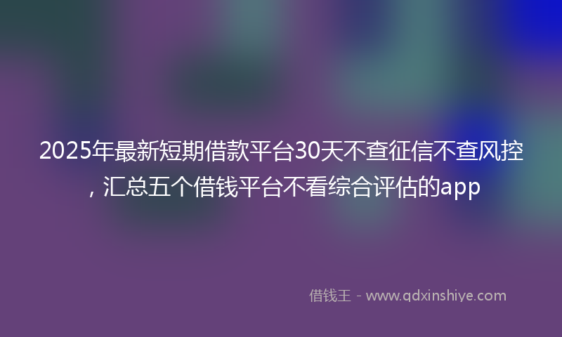 2025年最新短期借款平台30天不查征信不查风控，汇总五个借钱平台不看综合评估的app