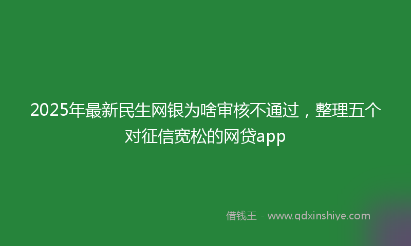2025年最新民生网银为啥审核不通过，整理五个对征信宽松的网贷app