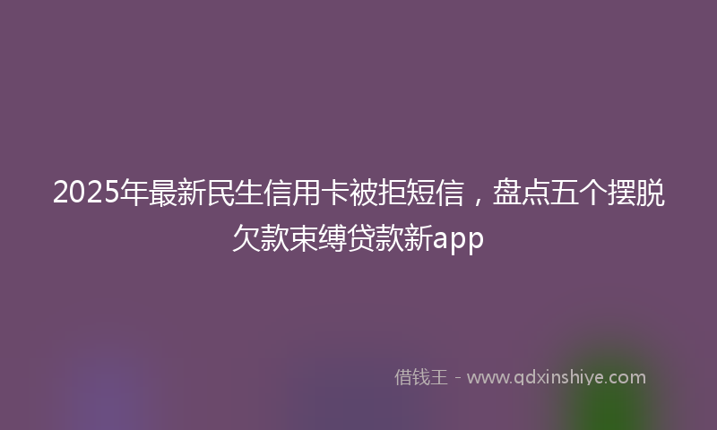2025年最新民生信用卡被拒短信，盘点五个摆脱欠款束缚贷款新app
