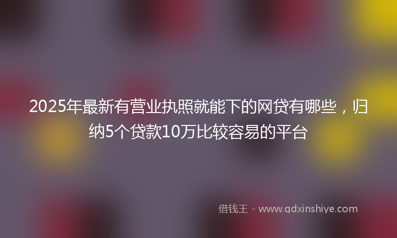 2025年最新有营业执照就能下的网贷有哪些，归纳5个贷款10万比较容易的平台