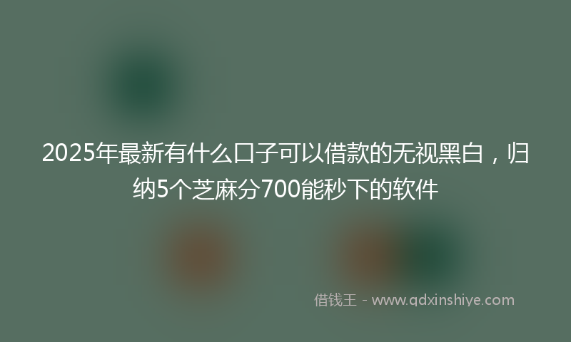 2025年最新有什么口子可以借款的无视黑白，归纳5个芝麻分700能秒下的软件