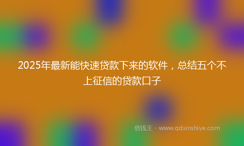 2025年最新能快速贷款下来的软件，总结五个不上征信的贷款口子