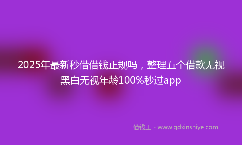 2025年最新秒借借钱正规吗，整理五个借款无视黑白无视年龄100%秒过app