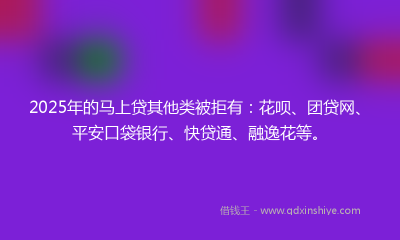 2025年的马上贷其他类被拒有：花呗、团贷网、平安口袋银行、快贷通、融逸花等。