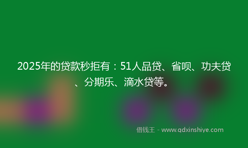 2025年的贷款秒拒有：51人品贷、省呗、功夫贷、分期乐、滴水贷等。