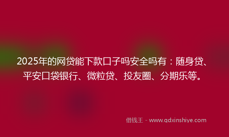 2025年的网贷能下款口子吗安全吗有：随身贷、平安口袋银行、微粒贷、投友圈、分期乐等。