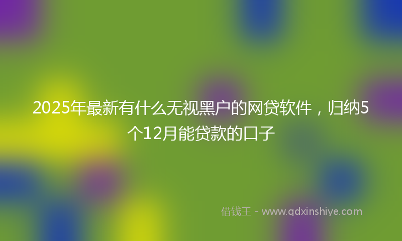2025年最新有什么无视黑户的网贷软件，归纳5个12月能贷款的口子
