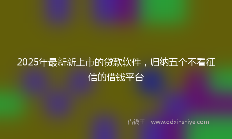 2025年最新新上市的贷款软件，归纳五个不看征信的借钱平台