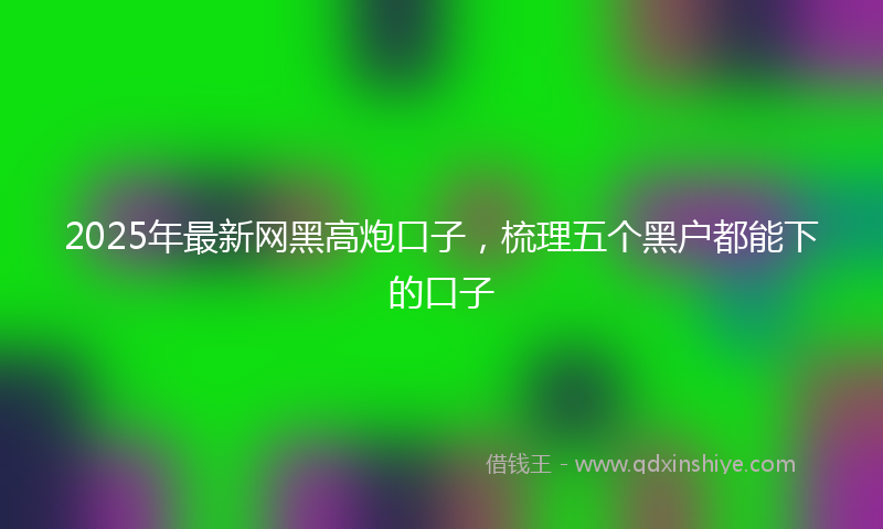 2025年最新网黑高炮口子，梳理五个黑户都能下的口子