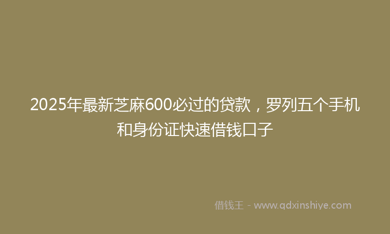 2025年最新芝麻600必过的贷款，罗列五个手机和身份证快速借钱口子
