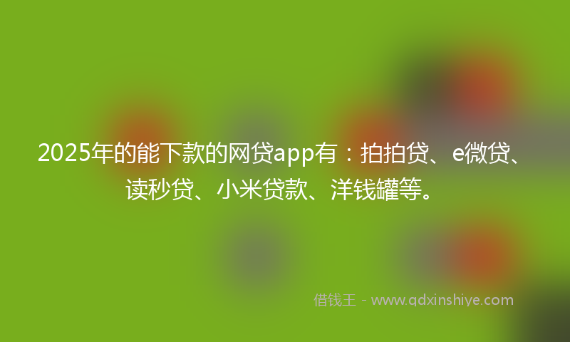 2025年的能下款的网贷app有：拍拍贷、e微贷、读秒贷、小米贷款、洋钱罐等。