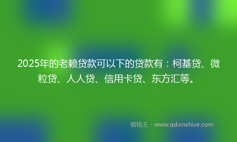 2025年的老赖贷款可以下的贷款有：柯基贷、微粒贷、人人贷、信用卡贷、东方汇等。