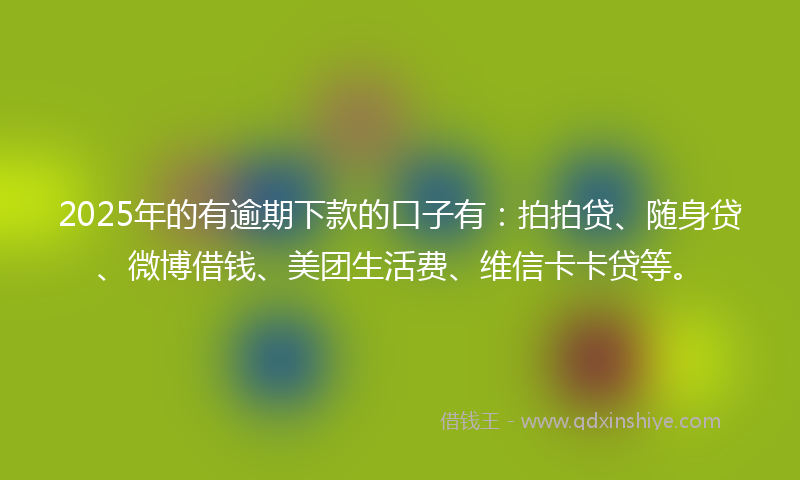 2025年的有逾期下款的口子有：拍拍贷、随身贷、微博借钱、美团生活费、维信卡卡贷等。