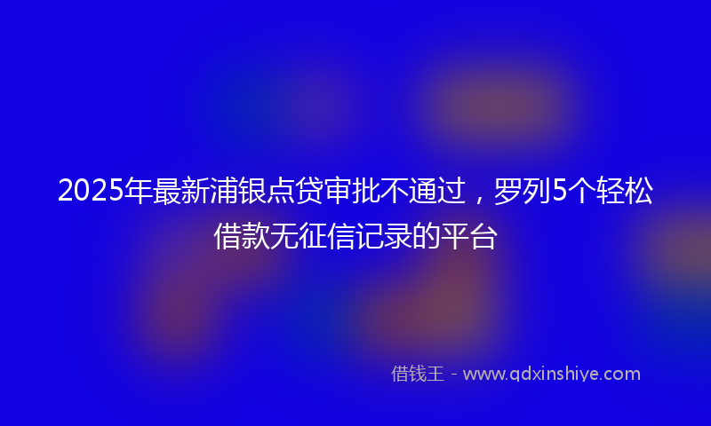 2025年最新浦银点贷审批不通过，罗列5个轻松借款无征信记录的平台