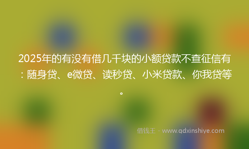 2025年的有没有借几千块的小额贷款不查征信有：随身贷、e微贷、读秒贷、小米贷款、你我贷等。