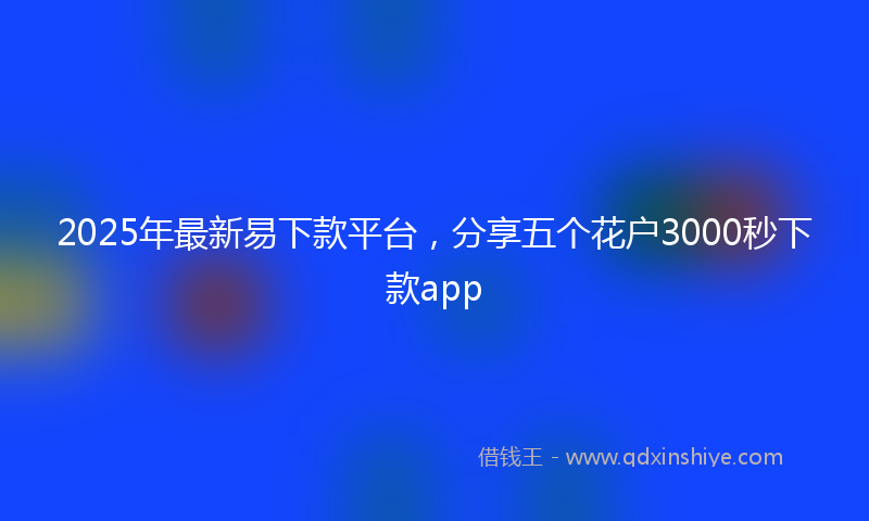 2025年最新易下款平台，分享五个花户3000秒下款app