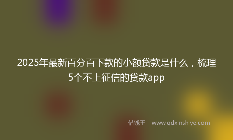 2025年最新百分百下款的小额贷款是什么，梳理5个不上征信的贷款app