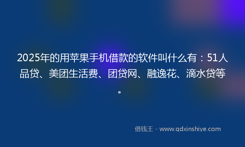 2025年的用苹果手机借款的软件叫什么有：51人品贷、美团生活费、团贷网、融逸花、滴水贷等。