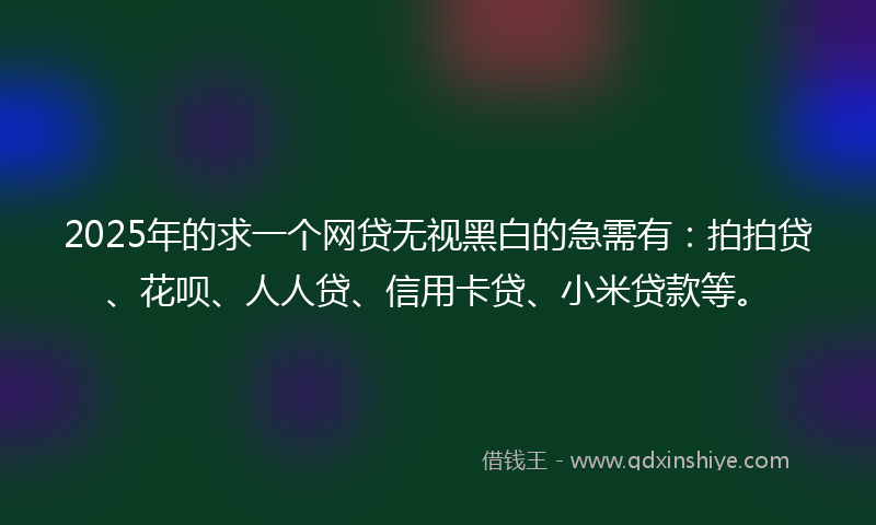 2025年的求一个网贷无视黑白的急需有：拍拍贷、花呗、人人贷、信用卡贷、小米贷款等。