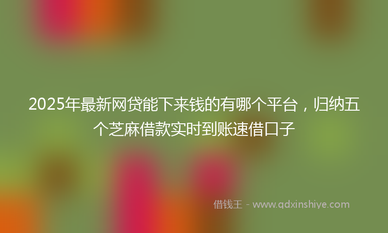 2025年最新网贷能下来钱的有哪个平台，归纳五个芝麻借款实时到账速借口子