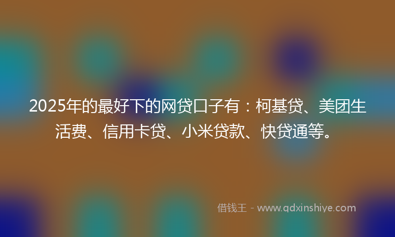 2025年的最好下的网贷口子有：柯基贷、美团生活费、信用卡贷、小米贷款、快贷通等。