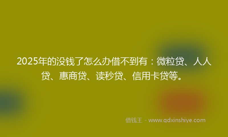 2025年的没钱了怎么办借不到有：微粒贷、人人贷、惠商贷、读秒贷、信用卡贷等。