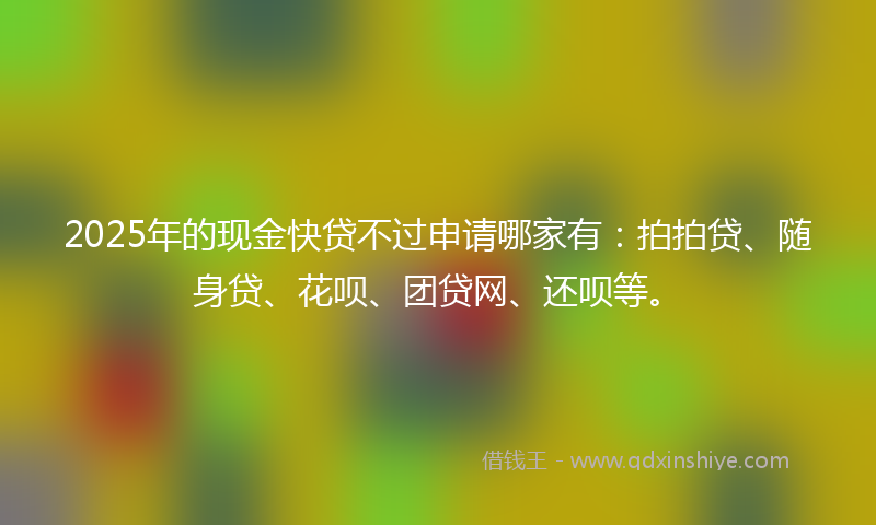 2025年的现金快贷不过申请哪家有：拍拍贷、随身贷、花呗、团贷网、还呗等。