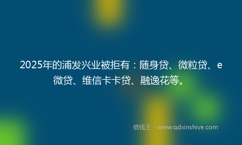 2025年的浦发兴业被拒有：随身贷、微粒贷、e微贷、维信卡卡贷、融逸花等。