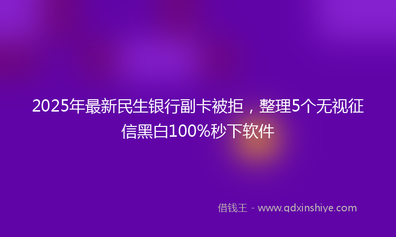 2025年最新民生银行副卡被拒，整理5个无视征信黑白100%秒下软件