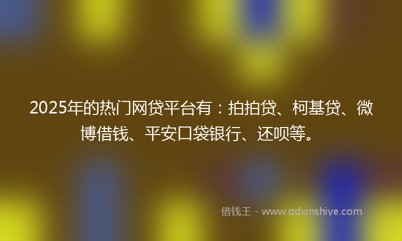 2025年的热门网贷平台有：拍拍贷、柯基贷、微博借钱、平安口袋银行、还呗等。