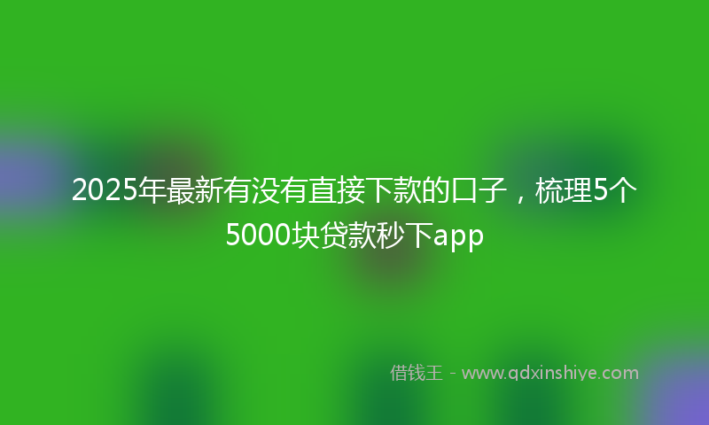 2025年最新有没有直接下款的口子，梳理5个5000块贷款秒下app