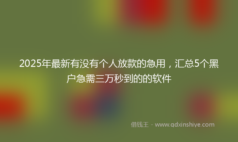 2025年最新有没有个人放款的急用，汇总5个黑户急需三万秒到的的软件