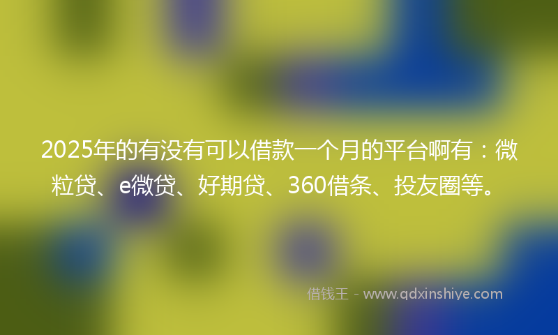 2025年的有没有可以借款一个月的平台啊有：微粒贷、e微贷、好期贷、360借条、投友圈等。