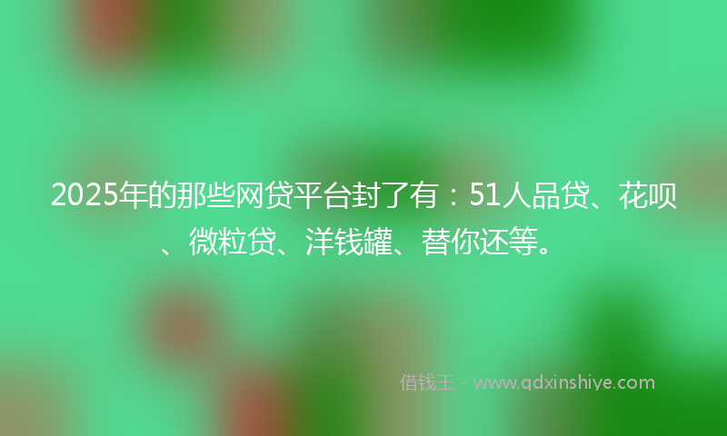 2025年的那些网贷平台封了有：51人品贷、花呗、微粒贷、洋钱罐、替你还等。