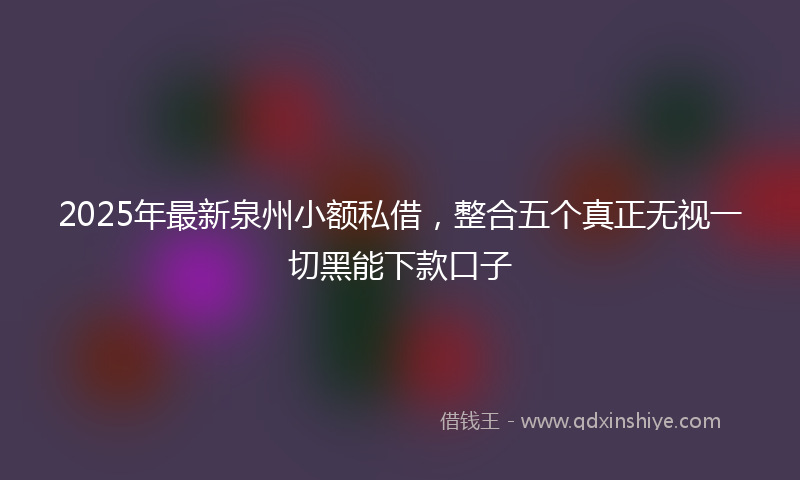 2025年最新泉州小额私借，整合五个真正无视一切黑能下款口子