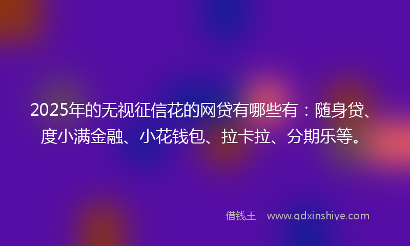 2025年的无视征信花的网贷有哪些有：随身贷、度小满金融、小花钱包、拉卡拉、分期乐等。