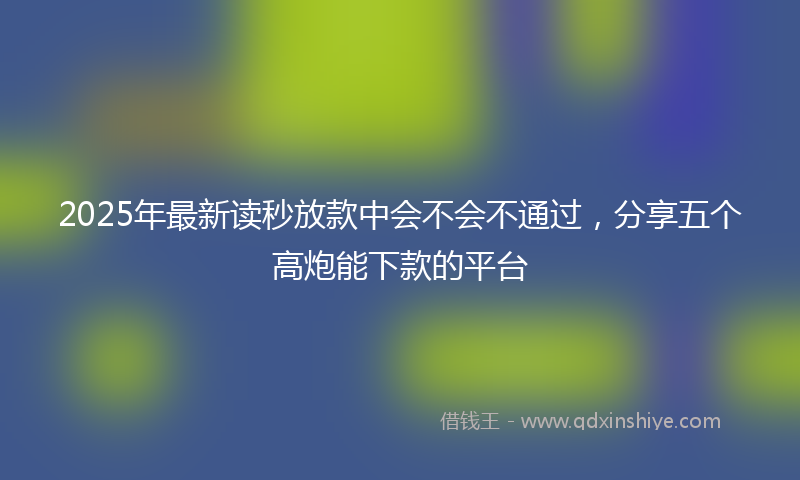 2025年最新读秒放款中会不会不通过，分享五个高炮能下款的平台