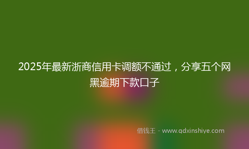 2025年最新浙商信用卡调额不通过，分享五个网黑逾期下款口子