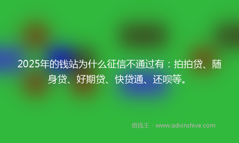 2025年的钱站为什么征信不通过有：拍拍贷、随身贷、好期贷、快贷通、还呗等。