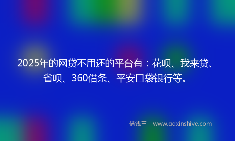 2025年的网贷不用还的平台有：花呗、我来贷、省呗、360借条、平安口袋银行等。