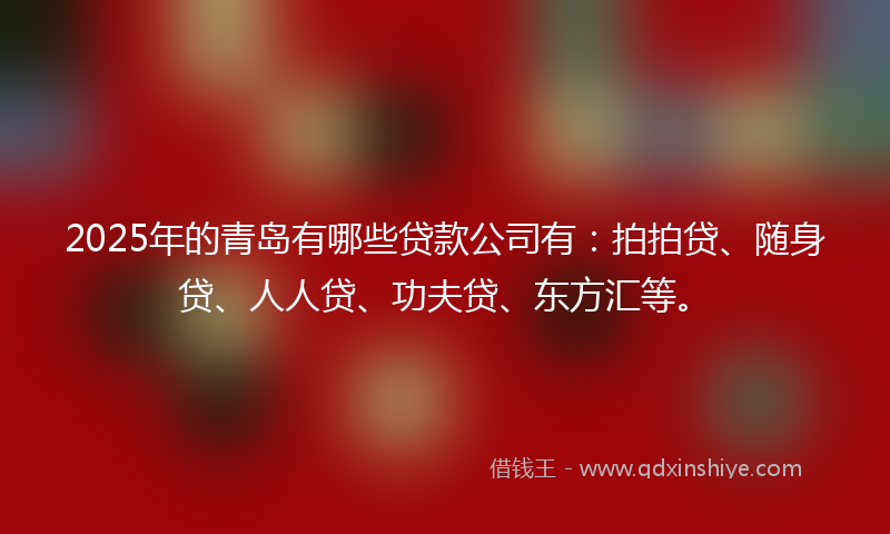 2025年的青岛有哪些贷款公司有：拍拍贷、随身贷、人人贷、功夫贷、东方汇等。