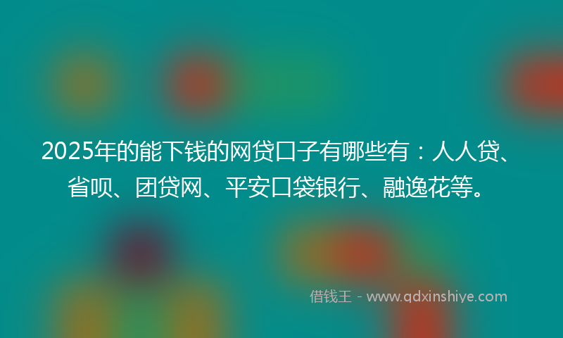 2025年的能下钱的网贷口子有哪些有：人人贷、省呗、团贷网、平安口袋银行、融逸花等。