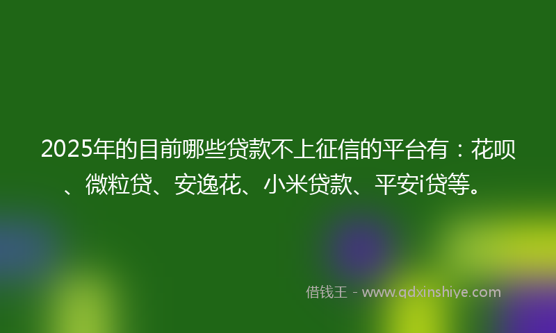 2025年的目前哪些贷款不上征信的平台有：花呗、微粒贷、安逸花、小米贷款、平安i贷等。