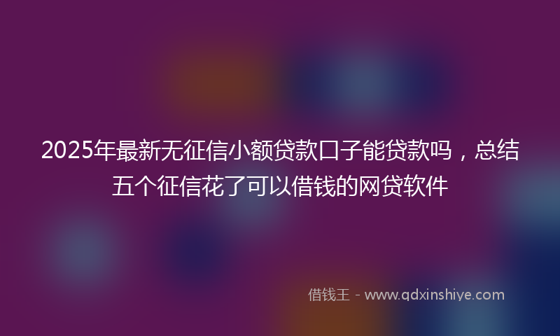 2025年最新无征信小额贷款口子能贷款吗，总结五个征信花了可以借钱的网贷软件