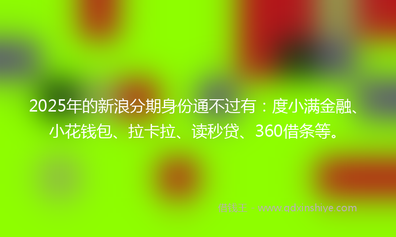 2025年的新浪分期身份通不过有：度小满金融、小花钱包、拉卡拉、读秒贷、360借条等。