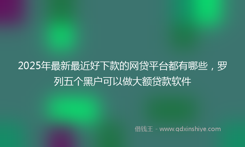 2025年最新最近好下款的网贷平台都有哪些，罗列五个黑户可以做大额贷款软件
