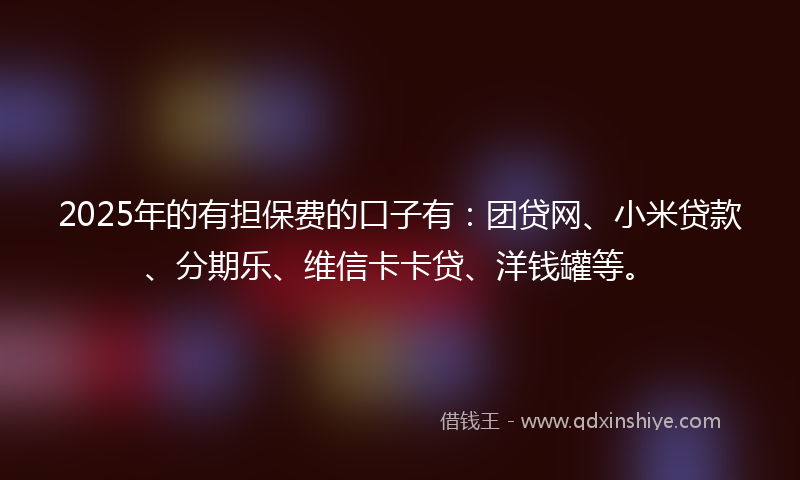 2025年的有担保费的口子有：团贷网、小米贷款、分期乐、维信卡卡贷、洋钱罐等。