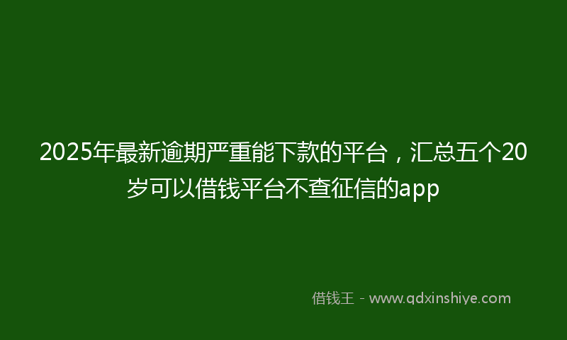 2025年最新逾期严重能下款的平台，汇总五个20岁可以借钱平台不查征信的app