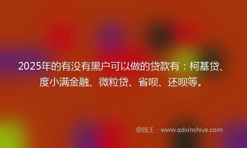 2025年的有没有黑户可以做的贷款有：柯基贷、度小满金融、微粒贷、省呗、还呗等。